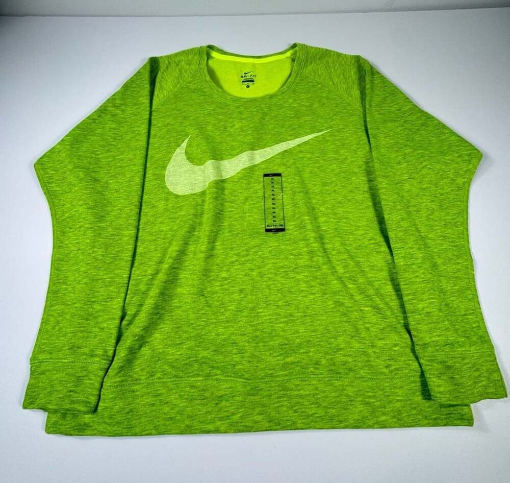 Nike Dri-FIT Epic Obsessed GRX Neon Green Scoop Neck Long Sleeve Sweatshirt Size